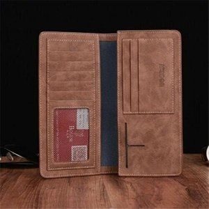 Men's Bifold Leather Breast Pocket Card Holder Purse Suit Long Wallet Checkbook